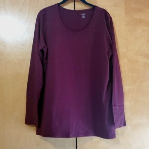 A.n.a Women's Burgundy Long Sleeve Crew Neck Top Size XL
